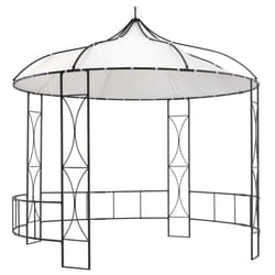 vidaXL Gazebo White Round Sturdy Outdoor Garden Canopy Shelter Party Tent