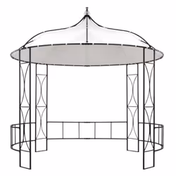 vidaXL Gazebo White Round Sturdy Outdoor Garden Canopy Shelter Party Tent