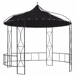 vidaXL Gazebo Anthracite Round Sturdy Outdoor Garden Canopy Shelter Party Tent