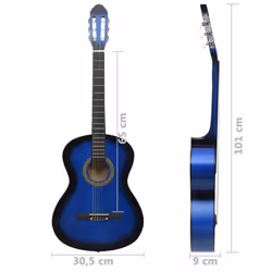 vidaXL Classical Guitar for Beginner Blue 4/4 39" Basswood Music Instrument - Additional view 6