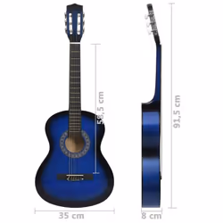 vidaXL Classical Guitar for Beginner and Kids Blue 3/4 36" Music Instrument - Additional view 7