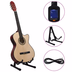 vidaXL Western Guitar Set 12 Piece with Equalizer and 6 Strings for Beginner - light brown - Additional view 2