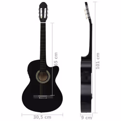 vidaXL Western Classical Cutaway Guitar with Equalizer 6 Strings for Beginner - black - Additional view 7