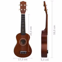 vidaXL Soprano Ukulele Set with Bag for Kids Dark Wood 21" Music Instrument