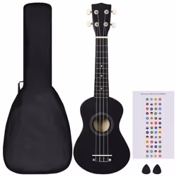 vidaXL Soprano Ukulele Set with Bag for Kids Black 21" Adult Music Instrument