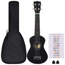 vidaXL Soprano Ukulele Set with Bag for Kids Black 21" Adult Music Instrument