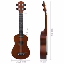 vidaXL Soprano Ukulele Set with Bag for Kids Dark Wood 23" Music Instrument - Additional view 10