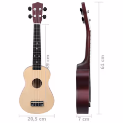 vidaXL Soprano Ukulele Set with Bag for Kids Light Wood 23" Music Instrument - Additional view 10