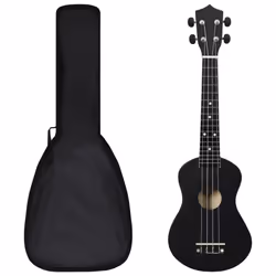 vidaXL Soprano Ukulele Set with Bag for Kids Black 23" Musical Instrument