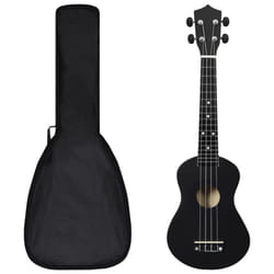 vidaXL Soprano Ukulele Set with Bag for Kids Black 23" Musical Instrument