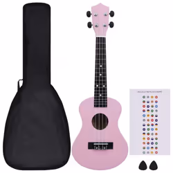 vidaXL Soprano Ukulele Set with Bag for Kids Pink 23" Music String Instrument