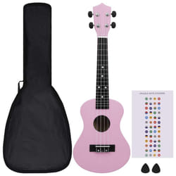 vidaXL Soprano Ukulele Set with Bag for Kids Pink 23" Music String Instrument