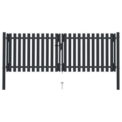 vidaXL Double Door Fence Gate Steel 306x150cm Anthracite Garden Barrier Border