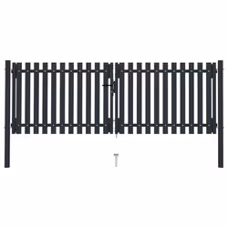 vidaXL Double Door Fence Gate Steel 306x175cm Anthracite Garden Barrier Border