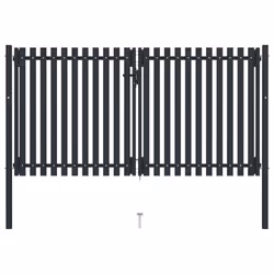 vidaXL Double Door Fence Gate Steel 306x220cm Anthracite Garden Barrier Border