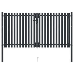 vidaXL Double Door Fence Gate Steel 306x220cm Anthracite Garden Barrier Border