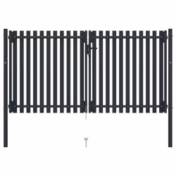vidaXL Double Door Fence Gate Steel 306x220cm Anthracite Garden Barrier Border