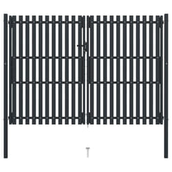 vidaXL Double Door Fence Gate Steel 306x250cm Anthracite Garden Barrier Border