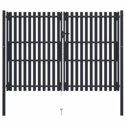 vidaXL Double Door Fence Gate Steel 306x250cm Anthracite Garden Barrier Border