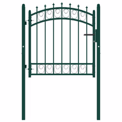 vidaXL Fence Gate with Spikes Steel Garden Barrier Green/Black Multi Sizes - green, 100 x 100 cm