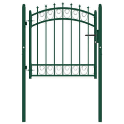 vidaXL Fence Gate with Spikes Steel Garden Barrier Green/Black Multi Sizes - green, 100 x 100 cm