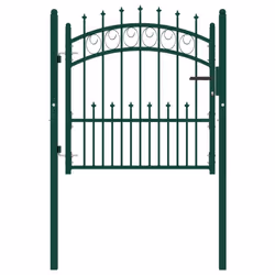 vidaXL Fence Gate with Spikes Steel Garden Barrier Green/Black Multi Sizes - green, 100 x 100 cm