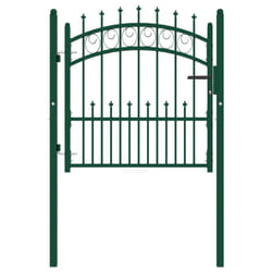 vidaXL Fence Gate with Spikes Steel Garden Barrier Green/Black Multi Sizes - green, 100 x 100 cm