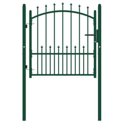 vidaXL Fence Gate with Spikes Steel 100x100 cm Green Patio Garden Barrier