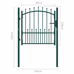 vidaXL Fence Gate with Spikes Steel 100x100 cm Green Patio Garden Barrier - Additional view 4
