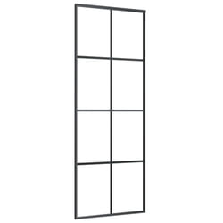 vidaXL Sliding Door Glass Door Sliding Barn Door Aluminium and ESG Glass Black