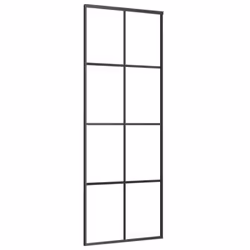 vidaXL Sliding Door Glass Door Sliding Barn Door Aluminium and ESG Glass Black - Additional view 4