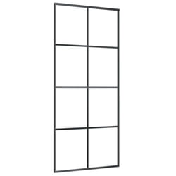 vidaXL Sliding Door Glass Door Sliding Barn Door Aluminium and ESG Glass Black