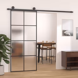vidaXL Sliding Door Glass Door Sliding Barn Door Aluminium and ESG Glass Black