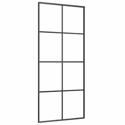 vidaXL Sliding Door Glass Door Sliding Barn Door Aluminium and ESG Glass Black - Additional view 4