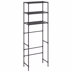 vidaXL 3-Tier Storage Rack over Toilet Black Bathroom Organiser Shelf Unit
