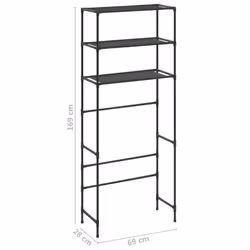 vidaXL 3-Tier Storage Rack over Laundry Machine Black Bathroom Display Unit - Additional view 4