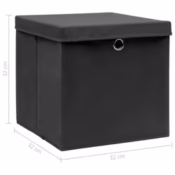 vidaXL 4x Storage Boxes with Lid Black Foldable Fabric Organiser Chest bin - Additional view 5