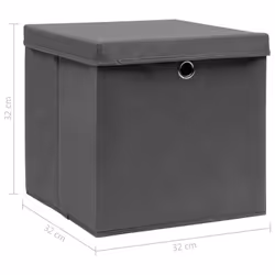 vidaXL 10x Storage Boxes with Lids Grey Fabric Garden Chests Cases Organisers - Additional view 5