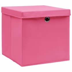 vidaXL 4x Storage Boxes with Lids Pink Fabric Garden Chests Cases Organisers