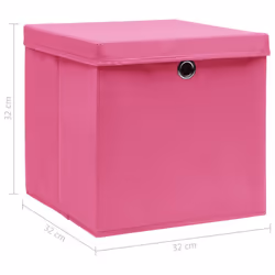 vidaXL 4x Storage Boxes with Lids Pink Fabric Garden Chests Cases Organisers - Additional view 5
