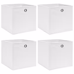 vidaXL 4x Storage Boxes White Fabric Foldable Garden Chests Cases Organisers
