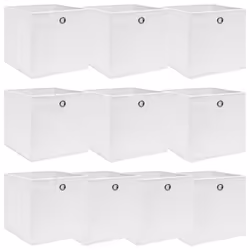 vidaXL 10x Storage Boxes White Fabric Foldable Garden Chests Cases Organisers