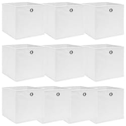 vidaXL 10x Storage Boxes White Fabric Foldable Garden Chests Cases Organisers