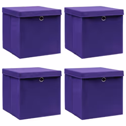 vidaXL 4x Storage Boxes with Lids Purple Fabric Garden Chests Cases Organisers
