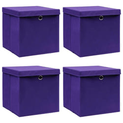 vidaXL 4x Storage Boxes with Lids Purple Fabric Garden Chests Cases Organisers