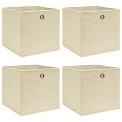 vidaXL 4x Storage Boxes Cream Fabric Household Foldable Chest Organiser Case