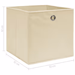 vidaXL 4x Storage Boxes Cream Fabric Household Foldable Chest Organiser Case - Additional view 4