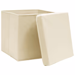 vidaXL 4x Storage Boxes with Lid Cream Fabric Household Stackable Container - Additional view 2