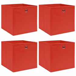 vidaXL 4x Storage Boxes Red Fabric Foldable Garden Chests Cases Organisers