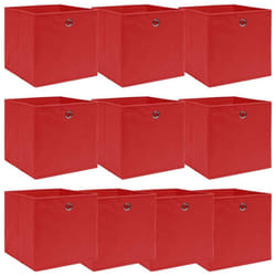 vidaXL 10x Storage Boxes Red Fabric Foldable Garden Chests Cases Organisers